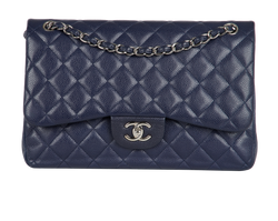 Jumbo Classic Double Flap, Caviar, Navy, 18936443(2013-14), 3*